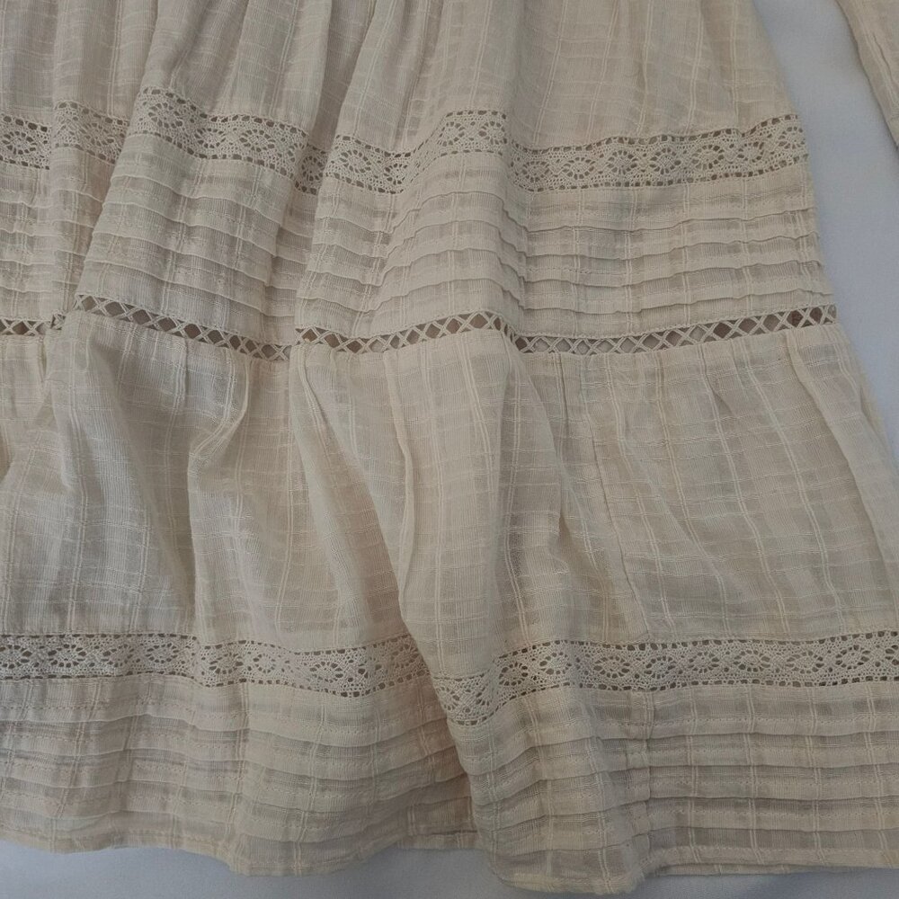 American Eagle Beige Boho Smocked Long Sleeve Mini Dress Women's Size Large - Picture 6 of 16